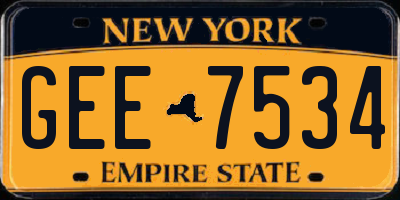 NY license plate GEE7534