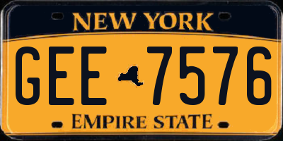 NY license plate GEE7576