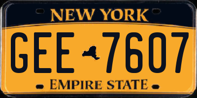 NY license plate GEE7607