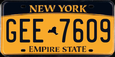 NY license plate GEE7609