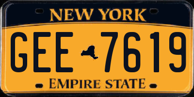 NY license plate GEE7619