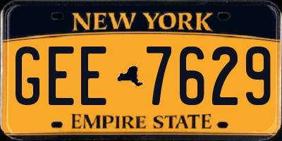 NY license plate GEE7629