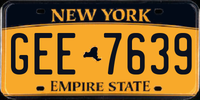 NY license plate GEE7639