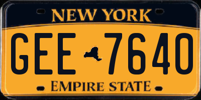 NY license plate GEE7640
