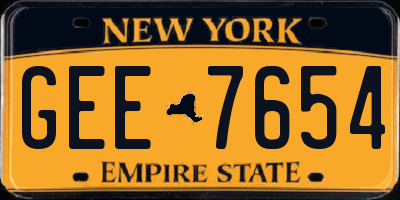 NY license plate GEE7654