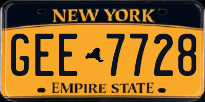 NY license plate GEE7728