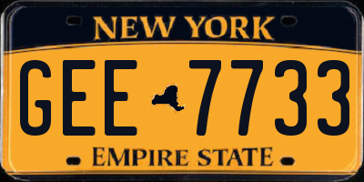 NY license plate GEE7733