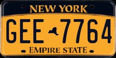 NY license plate GEE7764