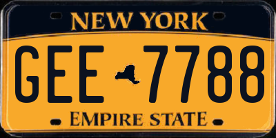 NY license plate GEE7788