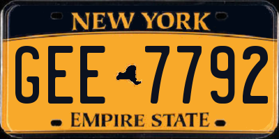 NY license plate GEE7792