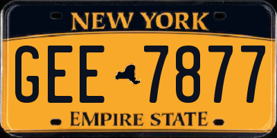 NY license plate GEE7877