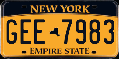 NY license plate GEE7983