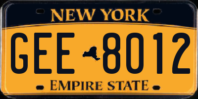 NY license plate GEE8012