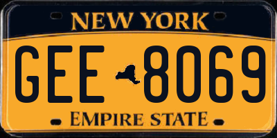 NY license plate GEE8069