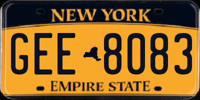 NY license plate GEE8083