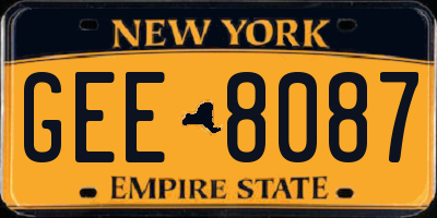 NY license plate GEE8087