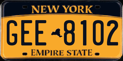 NY license plate GEE8102