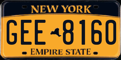 NY license plate GEE8160
