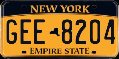 NY license plate GEE8204