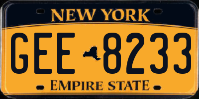 NY license plate GEE8233