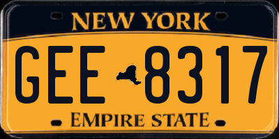 NY license plate GEE8317