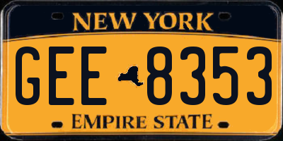 NY license plate GEE8353