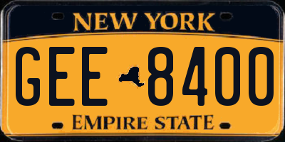 NY license plate GEE8400