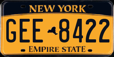 NY license plate GEE8422
