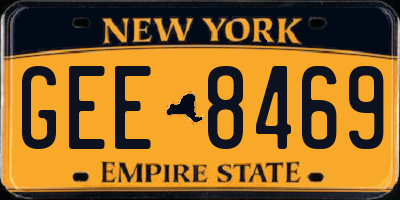 NY license plate GEE8469
