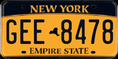 NY license plate GEE8478