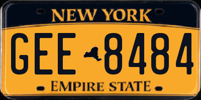 NY license plate GEE8484