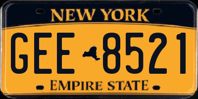 NY license plate GEE8521