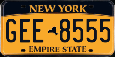 NY license plate GEE8555