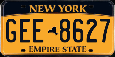 NY license plate GEE8627