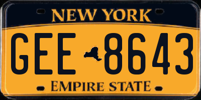 NY license plate GEE8643