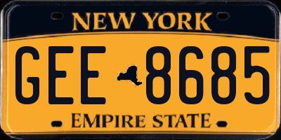 NY license plate GEE8685