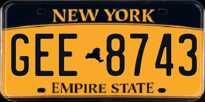 NY license plate GEE8743