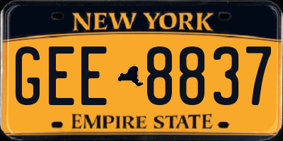 NY license plate GEE8837