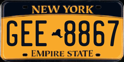 NY license plate GEE8867