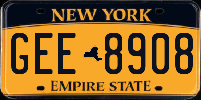 NY license plate GEE8908