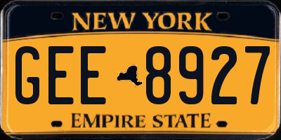 NY license plate GEE8927