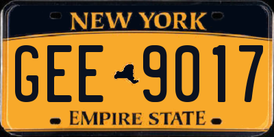 NY license plate GEE9017