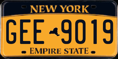NY license plate GEE9019