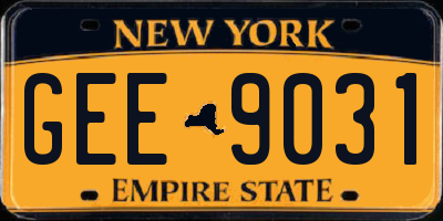 NY license plate GEE9031