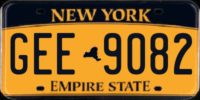 NY license plate GEE9082