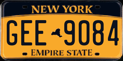NY license plate GEE9084