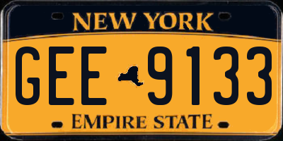 NY license plate GEE9133