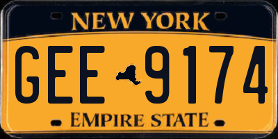 NY license plate GEE9174