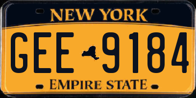 NY license plate GEE9184
