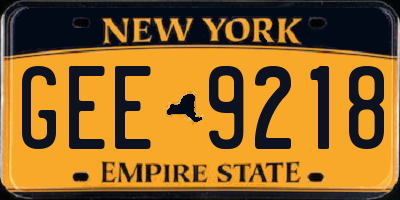 NY license plate GEE9218